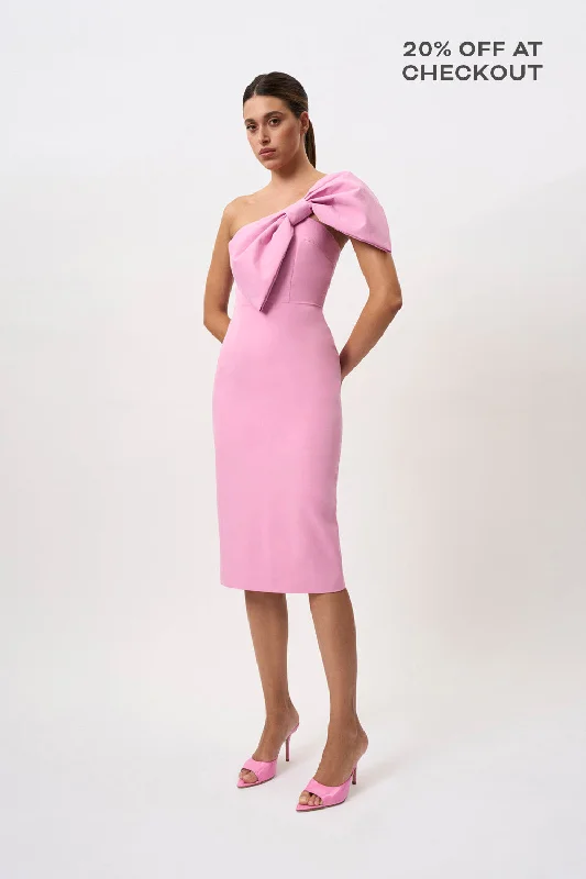 Bridget Bow Midi Dress - Pink