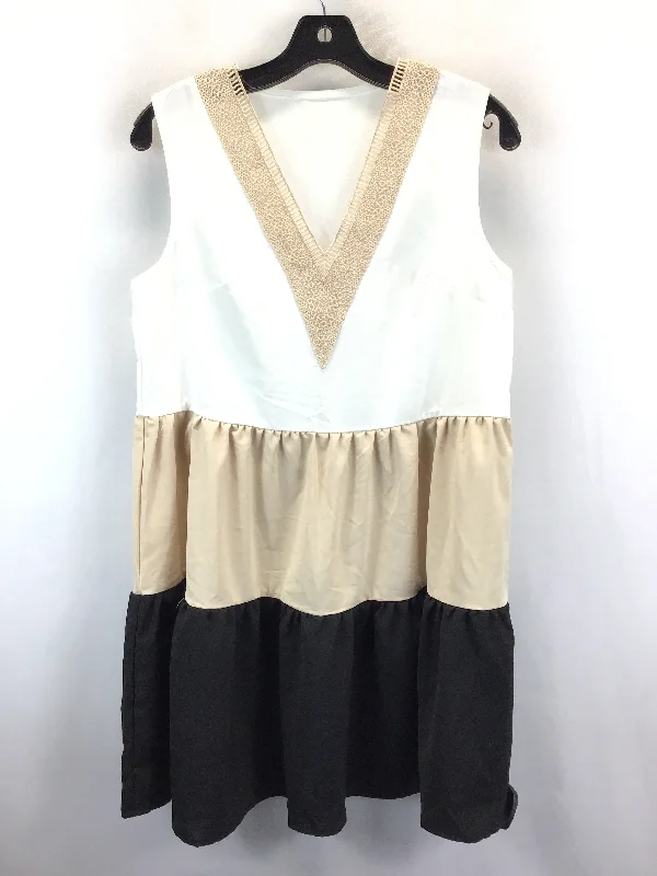 Cream & Tan Dress Casual Midi Shein, Size S