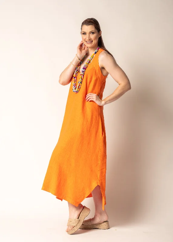 Dahlia Dress in Sunset Orange