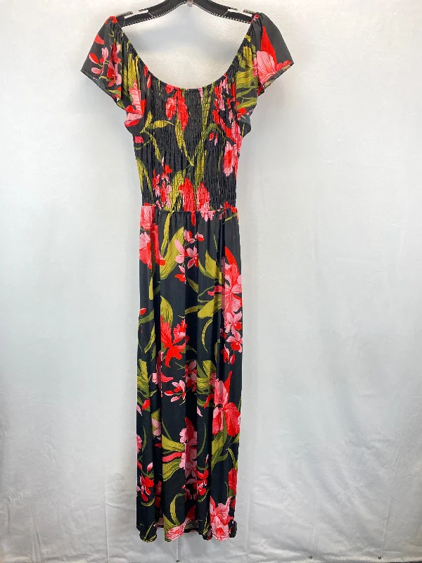 Floral Print Dress Casual Midi Clothes Mentor, Size L