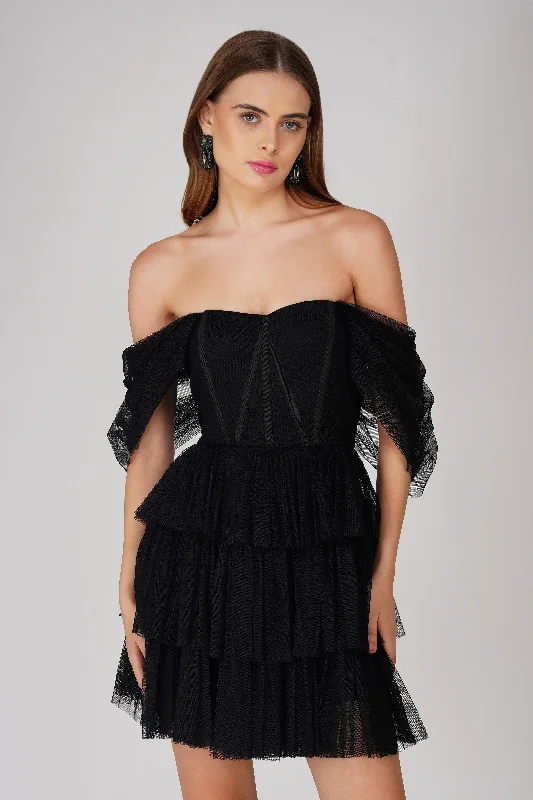 Jayde Black Tulle Mini Dress