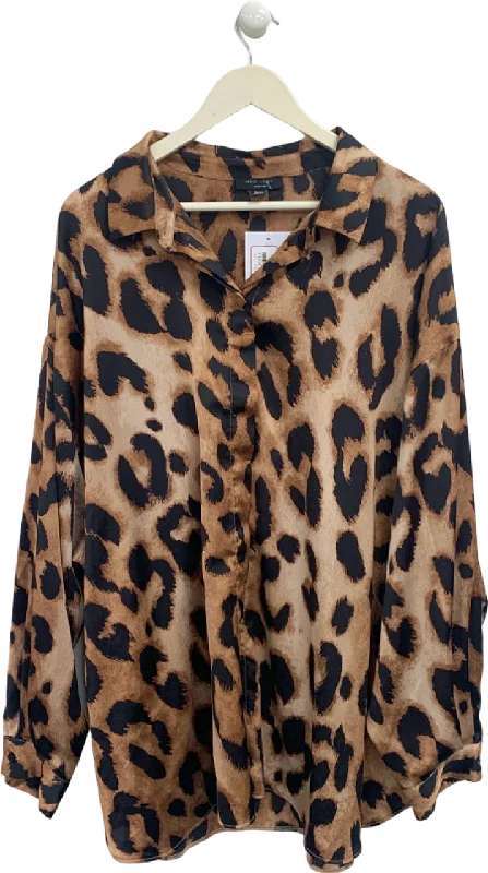 New Look Brown Leopard Print Shirt UK 26