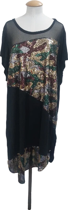 Yours Black Camo Sequin Tunic Top UK 22