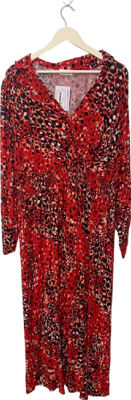 Yours Red Leopard Print Dress UK 26