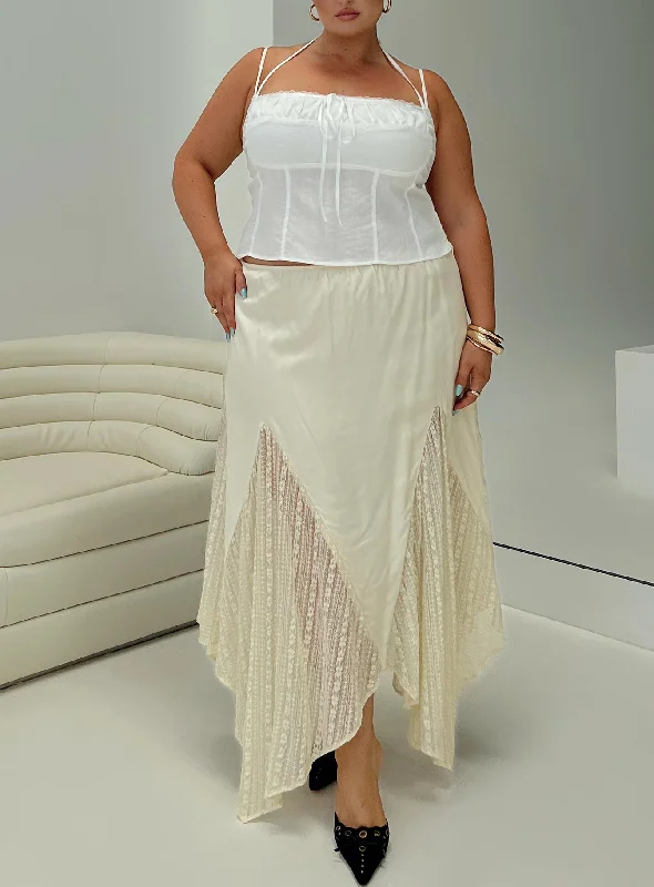 Madame Lace Maxi Skirt Cream Curve