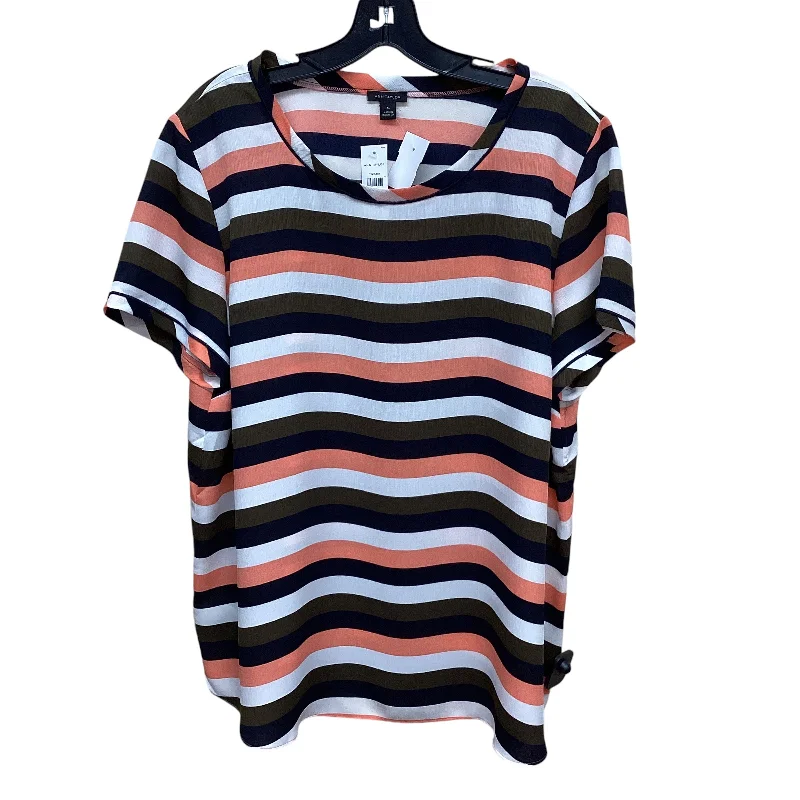 Top Short Sleeve By Ann Taylor In Striped Pattern, Size: L