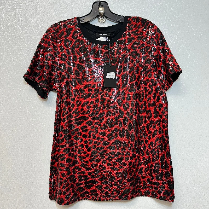 Top Short Sleeve By Dkny In Leopard Print, Size: M