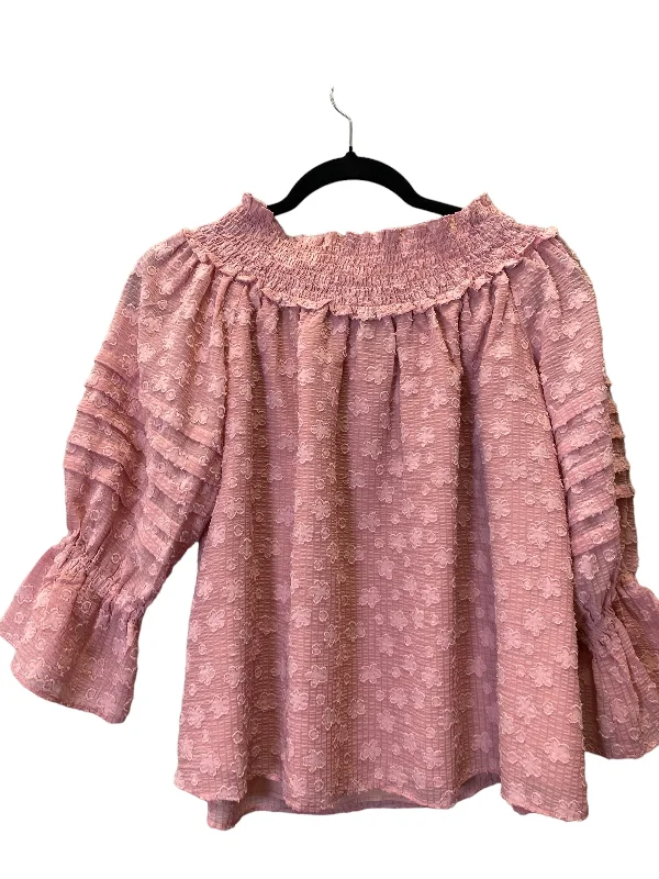 Blouse 3/4 Sleeve By Cece In Pink, Size: Xs