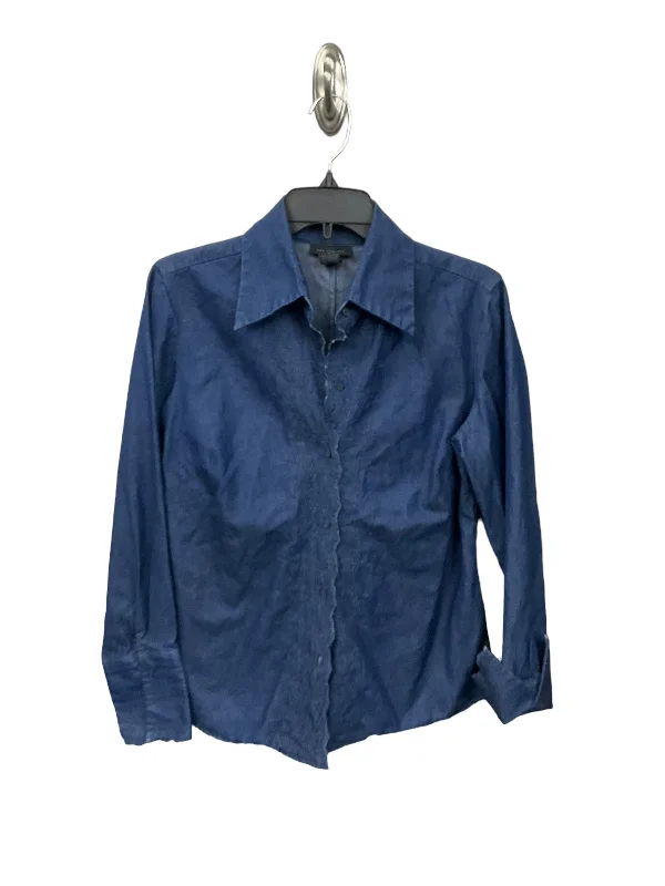 Blouse Long Sleeve By Limited In Blue Denim, Size: M