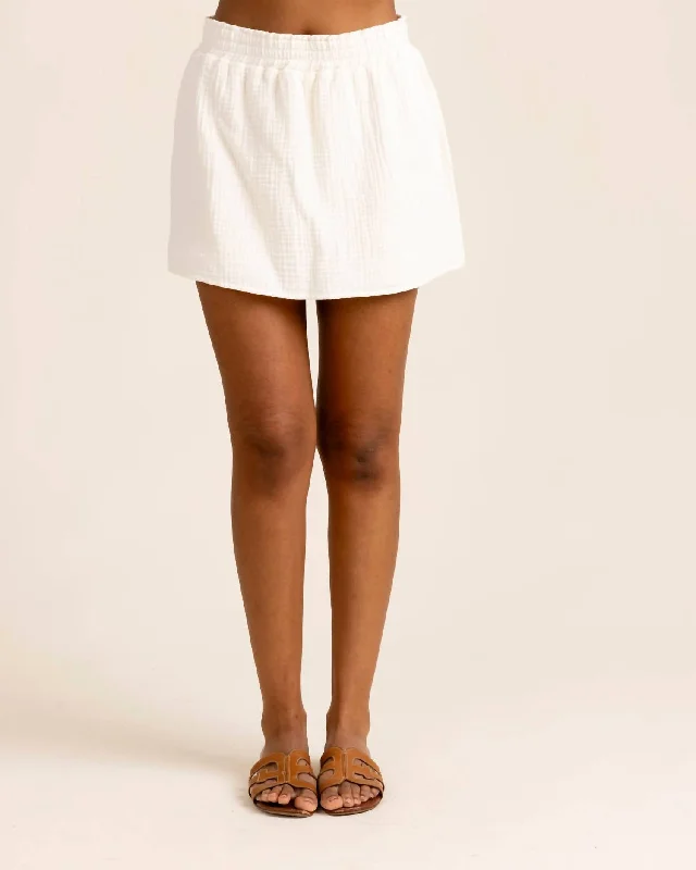 Leslie Gauze Skort In Bone