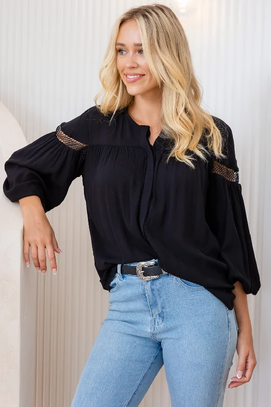 FINAL SALE | Mia Flowy Top Black