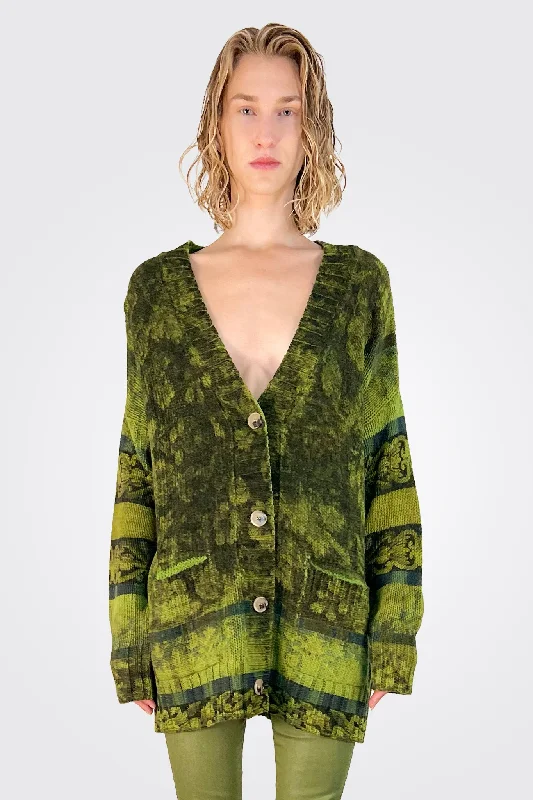 Jacquard Knit Cardigan - Verde