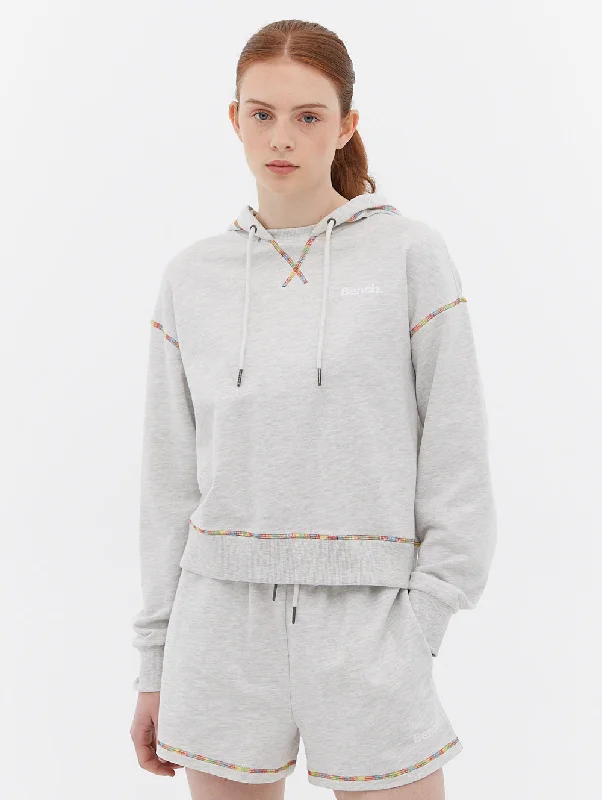 French Terry Cropped Hoodie with Multi Colour Stitch