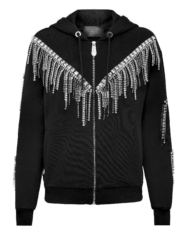 Hoodie Sweatjacket Crystal Fringe