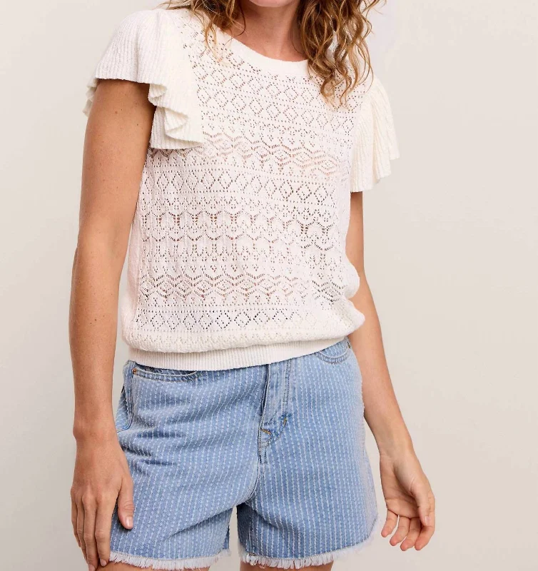 Sleeveless Volant Sweater In Off White