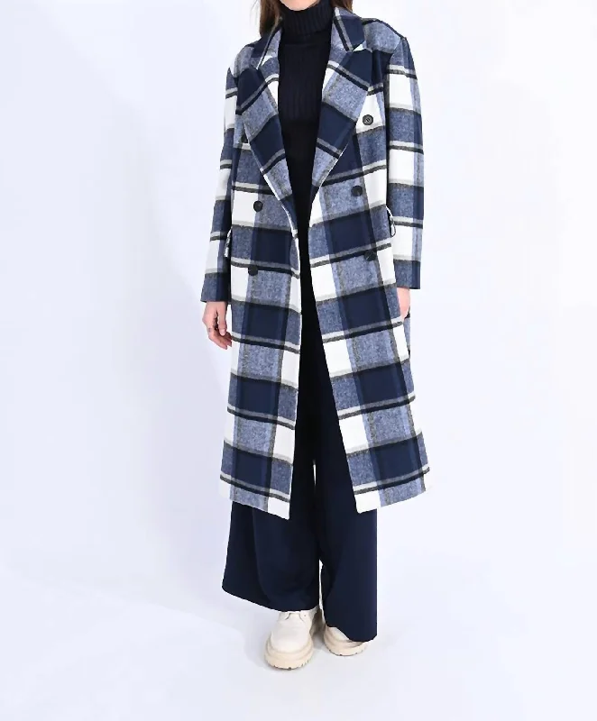 Plaid Coat In Navy