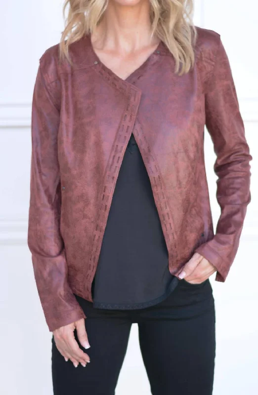 Trent Faux Leather Jacket In Sable