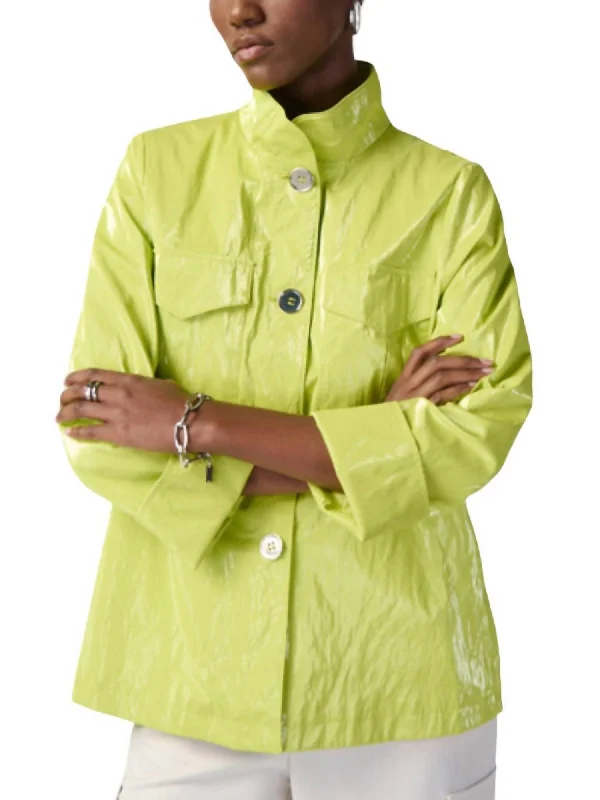 Water-Resistant Novelty Boxy Jacket In Key Lime